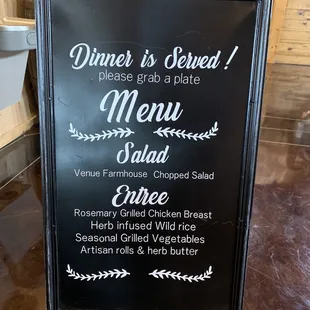 Dinner menu