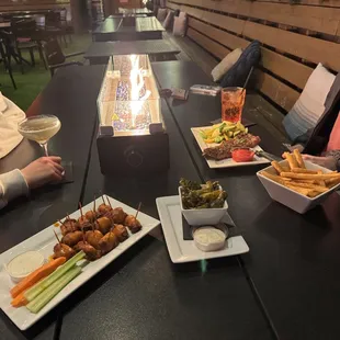 White Wings, steak, shishito peppers