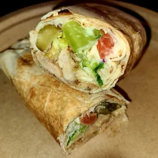 Chicken Shawarma Sandwich with lettuce and tomato added