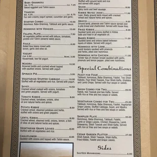 menu