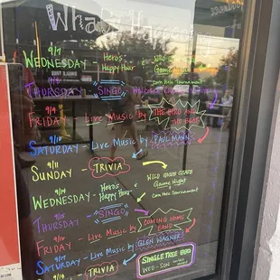 a menu on a window