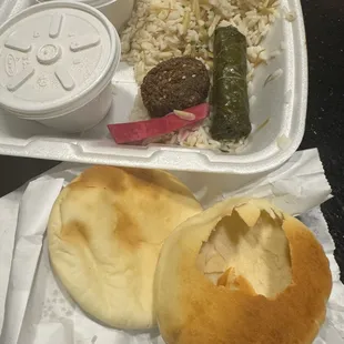 stale food, over cooked dishes and hard stale pita.