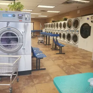 Ample dryers, large washers in the front