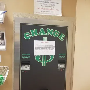 ATM machine but many machines take credit cards.