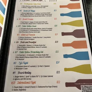Wine Flights Menu