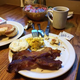 Breakfast buffet selection.