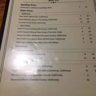 menu