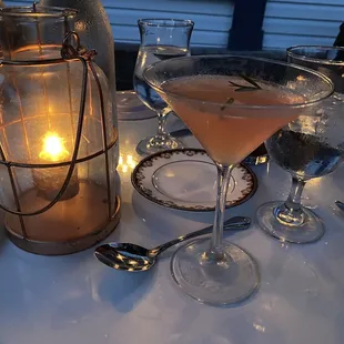 My cocktail and the pretty lantern.