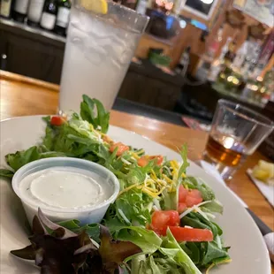Side salad with house-made bleu cheese dressing