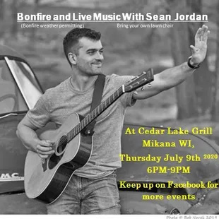 Live Music, Keep up with events on our Facebook Page https://www.facebook.com/cedarlakegrill/