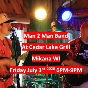 Live Music, Keep up with events on our Facebook Page https://www.facebook.com/cedarlakegrill/