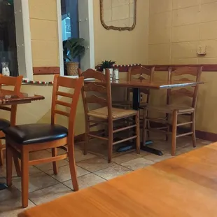 tables and chairs in a restaurant