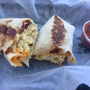 Breakfast burrito with bacon