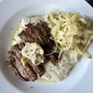 Flat Iron Steak with creamy taters and a fennel salad