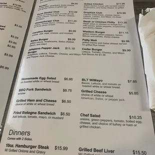 menu