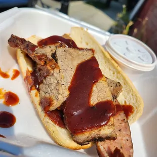 pork sandwich with barbecue sauce