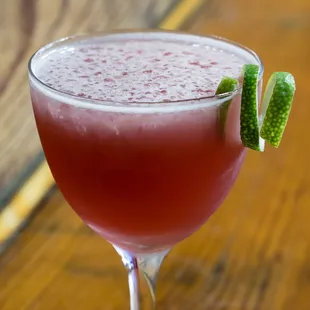 Pan american clipper: Calvados, pomegranate, lime, absinthe.