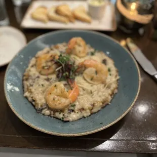 Mushroom risotto with shrimp