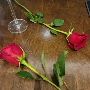 Perfect Valentine&apos;s dinner at Cedar and Stone with these beautiful complimentary roses for me and my Valentine