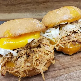 two pulled pork sandwiches