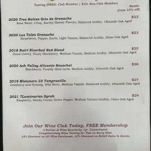 Tasting menu