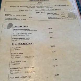 menu