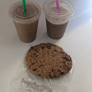 Cowboy cookie, Carmel latte, white lightning