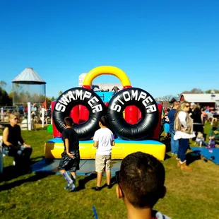 a crowd of people at a fair
