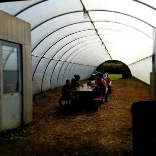 Covered eating area for groups