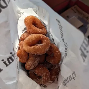 Freshly made mini cider donuts