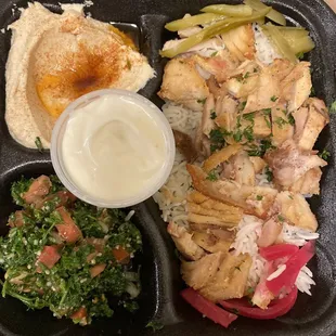 Chicken Shawarma Meal - Delicious, traditional Lebanese cuisine, made from scratch ingredients. Really good garlic sauce.