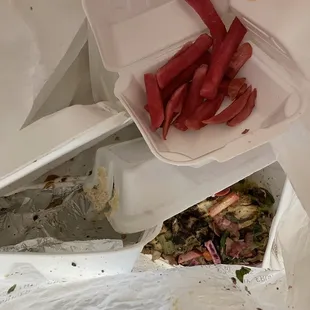 the contents of a container of food