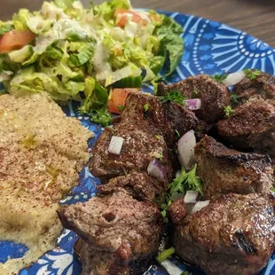 Babaganoush shish kabob and salad.   Oh my loooord. Delicious.