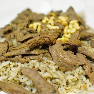 Beef shawarma plate with Lebanese rice