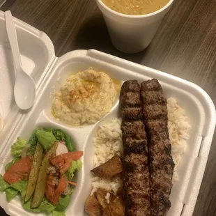My takeout order - Kofta Kabobs