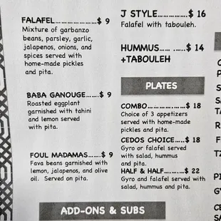 menu