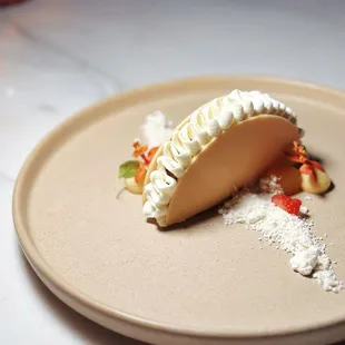 Passionfruit taco dessert