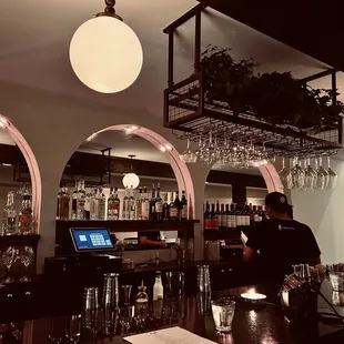 a man working at a bar