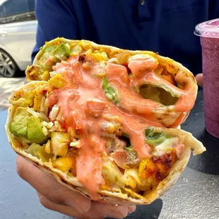 Spicy Chicken Wrap made with our spicy house sauce