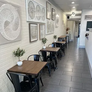 Our cozy Indoor Dining, large group dining available in outdoor back patio