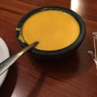 a bowl of soup on a table