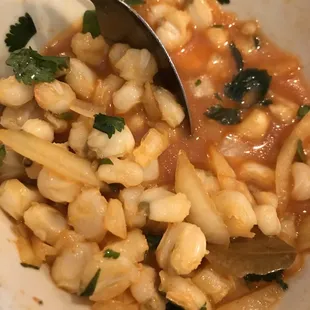 Menudo with mostly Hominy and no meat