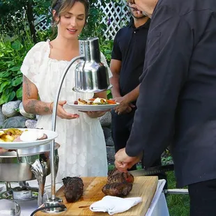 Chef carved tenderloin.