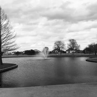 Nice fountain and pond.