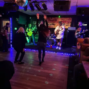 a group of people dancing
