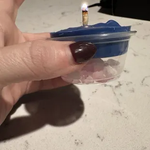 Rock candy in the booth of this candle