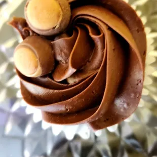 Buckeye bliss - decandent chocolate cupcake with peanut butter, finished with mini buckeye candy