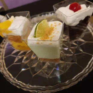 Dessert shooters - key lime, mango, black forest cake