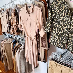 Mocha Mousse Pantone color of the year shop display, women's clothing and accessories