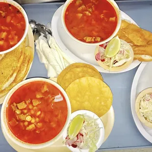 Your choice of our best fresh plates Menudo and Pozole severed every day all day ! With you choice of Toasted bread, tortillas, or tostadas